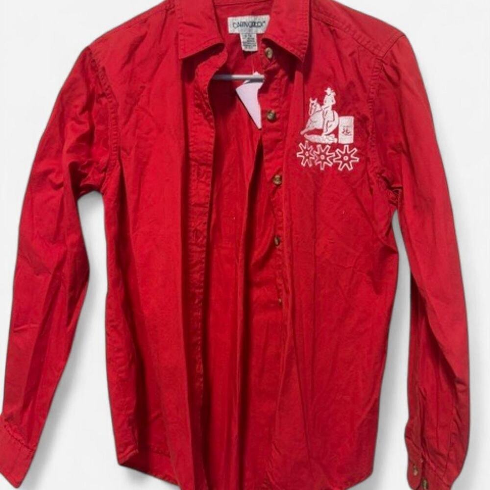 Cabin Creek Women’s Small Red Western Barrel Racing Embroidered Button Down